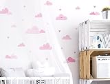 I-love-Wandtattoo WAS-10213 Kinderzimmer Wandtattoo Set "Pinke Wolken mit Gesichtern" 30 Stk zum Kleben Wandsticker Wandaufkleber Sticker Wanddeko