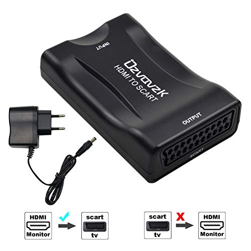 Ozvavzk HDMI a SCART Convertidor HDMI to Euroconector Vídeo Compuesto Estéreo Adaptador para Sky HD BLU Ray DVD PS3.