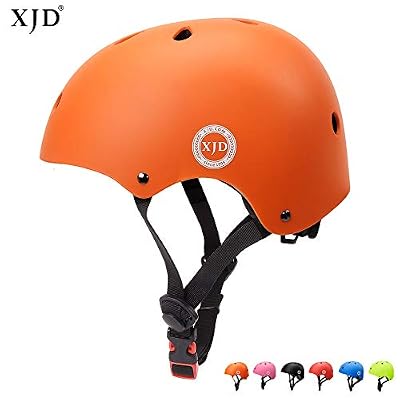XJD Casque de Vélo pour Enfants Casque Réglable de Skateboard Anti-Choc Protection pour Cyclisme Skate Trottinette pour Filles Garçons 3-13 Ans (Orange, S(48-54cm))