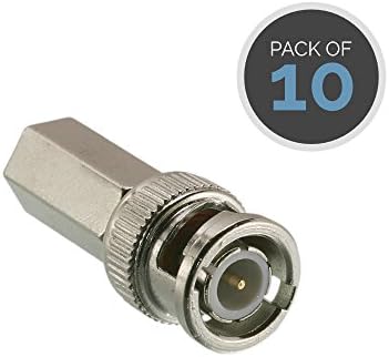 CEN CCTV BNC Male Twist Screw On Plug Adapter Connector Coaxial Cable Pack of 10 for CCTV Security Camera RF Cable RG210 RG59 RG62 RG71