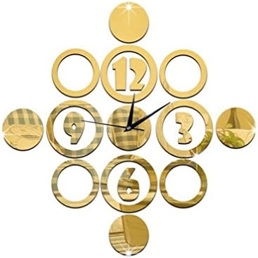 MAX&amp;MZ Acrylic mirror Wall stickers decoration / Rings combination diamond silent clock,40*40cm , gold