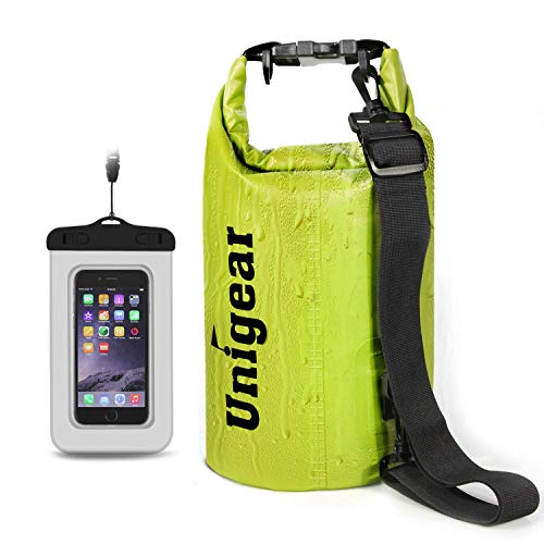 Unigear Bolsa Estanca 2L~40L Seca Impermeable + Funda De Movíl Camping Playa (10L, Amarillo)