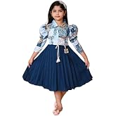 Kids Girls Full Sleevess Printed Knee Length Dress