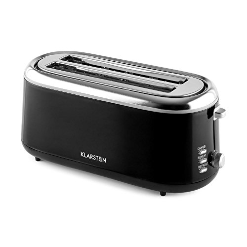 Klarstein Elox Toaster Langschlitztoaster (1300 Watt, 7 Bräunegrade, 4 Toasts gleichzeitig, Retro-Look, Auftau- / Aufback-Funktion) schwarz - 7