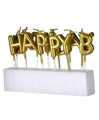 Shopperskart Presents Happy Birthday Candle for Party Decorations (13 Candles, Gold Color)