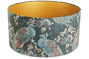 QAZQA Clásico/Antiguo Pantalla velour verde pavo real 50/50/25 interior dorado, Pantalla lámpara de pie