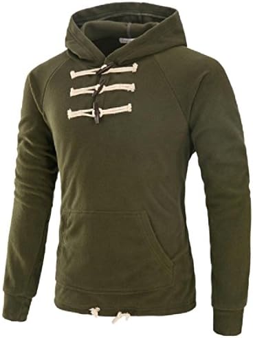 Aprilley Men's Hood Slim Fitted Sweatshirt With Pocket Solid Pullover - Green -