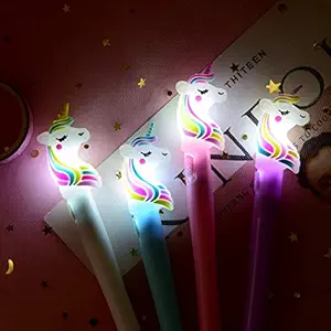 Vibgyor products Unicorn LED Pen ,Cute Pen, Cute Stationary, Pen for Kids, Best Gift for Girls, Best Gift for Kids (Unicorn LED Pen) (Set of 2)