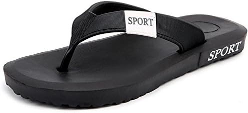 wdxie Men's Flip-Flops Beach Sandal for Male Outdoor Leisure Light Design Comfortable Waterproof Non-slip Slippers, Black, UK 8/EU 42