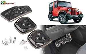 Selifaur - 3 Pcs Black Non-Slip Manual Car Pedals kit Pad Covers Set for Mahindra Thar