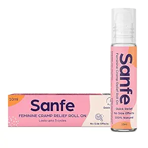 Sanfe Period Pain Relief Roll On -10Ml With Ayurvedic Extracts |Improves Mood Swings, Period Cramps, Lower Abdominal Pain, Back Aches