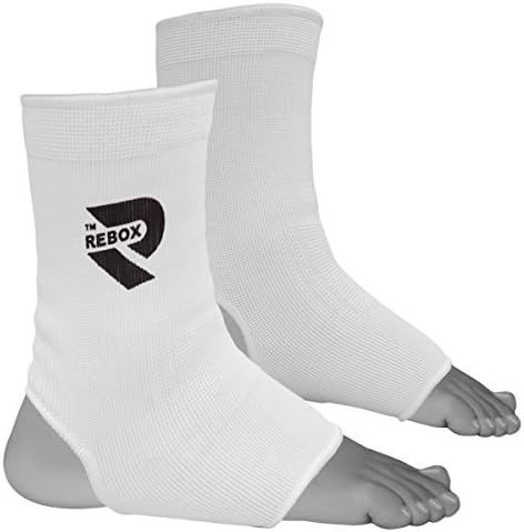 Rebox MMA Ankle Brace Foot Guard Boxing Protector Pain Pad Achilles Tendon Support … (White, L/XL)