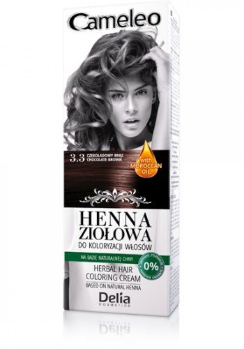 Cameleo Henné à base de plantes Crème colorante Marron chocolat 75 g Extrait naturel de henné à l'huile d'argan