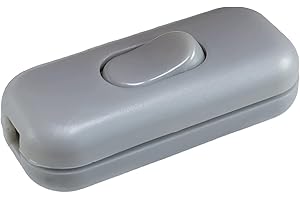 MWMS Interruttore intermedio grigio (argento), 3 poli (2) alloggiamento e contatti con viti, 6 A, 250 V, interruttore a filo con bilanciere ON/OFF adatto per LED