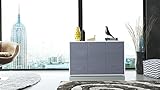 Kommode Sideboard Ben V3, Korpus in Weiß matt / Fronten in Grau Hochglanz - 