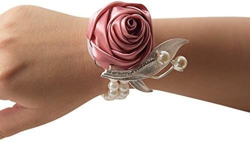 Wedding Wrist Flower Pearl Bracelet Hand Flower Corsage