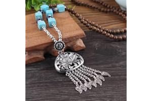 HXSCOO Amplificatore pendente con perline in legno mala buddista lungo nepal vintage; Collana Etnica Boemia Boho Buddha Fortunato Gioielli for Donna Uomo