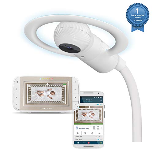 Motorola Halo+ Over the Crib Video Baby Monitor con unità genitore portatile da 4,3"e app Wi-Fi Hubble connessa per smartphone e tablet