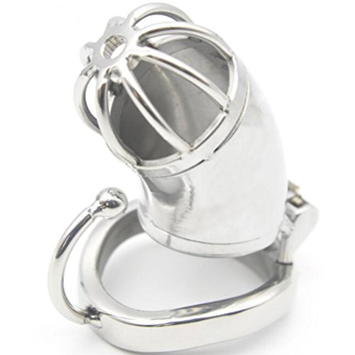 Preisvergleich Produktbild DRSMDR Lange Keuschheitsverriegelung aus Edelstahl / CB-Käfig mit Gebogenem Haken mit Sprengring,Ringdiameter45mm