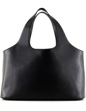 Letztes Modell / Rouven / Saga Box Bucket Tote Bag / Black Schwarz / Damen Leder Shopper Schultertasche Handtasche...