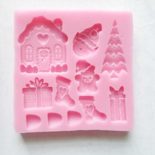 SANTAS ESSENTIALS SILICONE MOULD _ Gingerbread house,Presents,Teddy Bear,Stockings,Chrismas Tree,Elf Food Grade Icing lace Mould, non stick Sugar paste, Chocolate, Fondant, Butter, Resin, Cabochon, Polymer Clay, fimo, gum paste, PMC, Wax, Soap Mold
