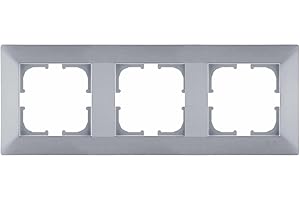 EXEN Cadre de Finition Triple Argent 224 mm - 3 Postes Série ODAK - Plaque Murale Encastrable pour Prise Électrique et Interrupteur - Design Moderne Compatible avec Modules EXEN - O103/10E