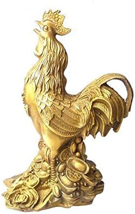 SHANGHAIPAVILION DZ-10 FENG SHUI BRASS ROOSTER ON COINS