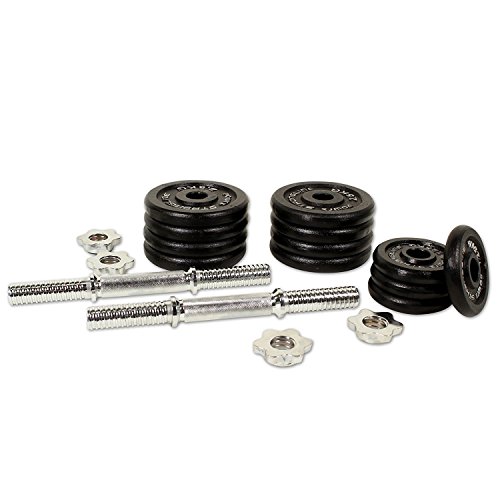 Gusseisen Kurzhantel 2er Set, Varianten 20 kg , 30 kg , 35 kg , 50 kg gerändelt mit Sternverschlüssen - 4