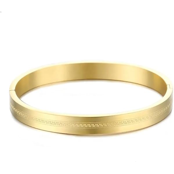 SHINDE EXPORTS Gold Plated Stainless Steel Kada For Men & Women - 55gms, 8mm Width, Daily Wear Bracelet - View #3
