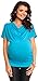 Zeta Ville Women's Pregnancy Maternity Batwing Stretch Ruched Top Jumper 095 (UK 18/20, Cyan)
