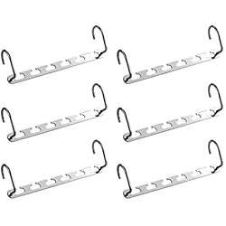 [Lot de 6] Ipow Cintre Magique en Métal Inox - Cintre Multiple à Porte Manteaux pour Gain de Place, Porte Cintres pour Rangement de Dressing/ Pantalon/ Chemises, Suspendus sur Porte, Etagère ou Barre de Penderie/ Armoire