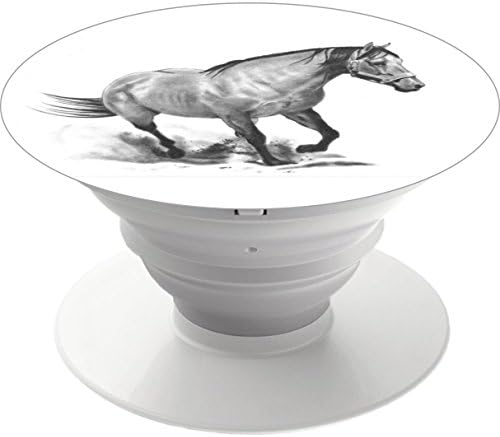 Multi-Function Pop Out Phone Grip and Stand, Socket Mobile Holder for your Phone &amp; Tablet - horse realism pencil art