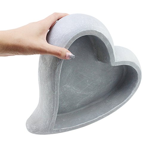 COM-FOUR Deko – Herz zum Bepflanzen Grabschmuck 34 x 30 cm in grau - 4