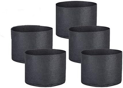 WollfuL 5-Pack Plant Growing Bags 3 Gallon Planter Bags With Handle Straps,Nonwoven Fabric Breathable Pots 25 x 22cm Black
