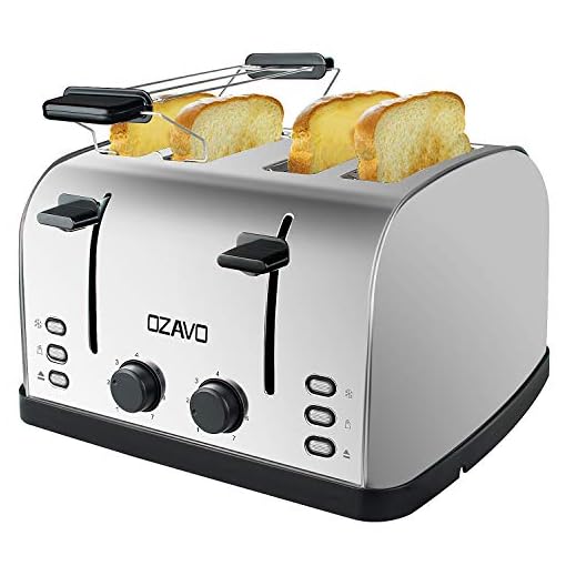 Tostapane Geepas 4 Fette Grigio - 1750W, 6 Livelli, Vassoio Briciole, Garanzia 2 Anni