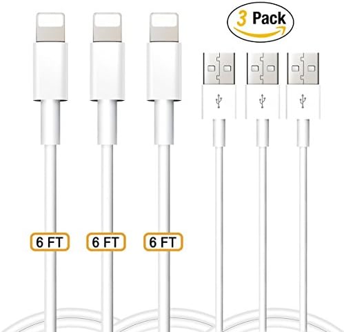 Lightning Cables, Wansong 2m(6ft) USB Charging iPhone Cable and Data Sync Charge Cord for iPhone X/ 8/ 7/ 7 Plus/ 6/ 6s/ 6 Plus/ 6s Plus/ SE/5c/5s/6, iPad Air/Mini, iPod Nano/Touch (3 Pack)