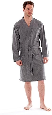 SST UK Mens Harvest James Lightweight 100% Cotton Lounge Wear Jersey Kimono Wrap Dressing Gown Robe (Charcoal, XXL)
