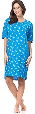 Italian Fashion IF Chemise de Nuit Femme Cleo 0114 (Turquoise/Blanc, M)