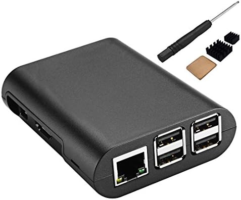 xinfene Black Case for Raspberry Pi 2 2B Pi 3 3B +Heatsinks