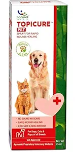 Natural Remedies Topicure Pet Wound Healing Spray for Dogs and Cats of All Breeds, 75ml