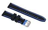 26mm Premium Gummiuhr Ersatzarmband Silikon der Männer für großen Handgelenk in zwei Töne schwarz und blau