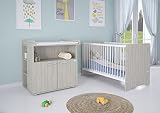 Polini Kids Kinderzimmer 6-teilig Kinderbett mit Wickelkommode mit Regal und Matratze