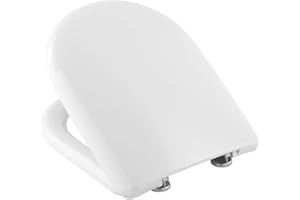 INBAGNO Copriwater Dedicato CLODIA ceramiche DOLOMITE in Termoindurente Bianco con cerniere Acciaio