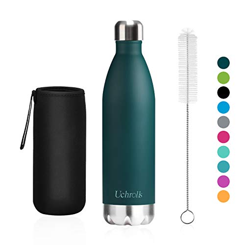 Uchrolls Doppia Parete in Acciaio Inox coibentato Bottiglia d'Acqua - 500ml / 750ml,Privo di BPA, Mantenere Caldo e Freddo, Sport Borracce