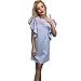 LILICAT Frauen Gestreift Blusenkleid Aus Schulter Kurzarm Baumwolle Minikleid Damen Sommer Lose Shirtkleid Knielang Midikleid Jersey Kleid Wickeloptik Partykleider (M, Blau)