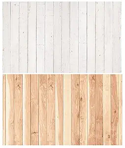 SAVIAURA 1 Sheet 2 in 1 3D Flat Lay Tabletop Double-Sided Photography Backdrop Photo Studio Flatlay Background PVC Wrinkle-Free for Small Product Shoot (White and Light Brown Wood Planks Pattern)