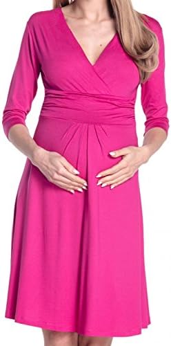 Happy Mama Women's Maternity Casual Dress Knee Length 282p (Fuchsia, UK 12, L)