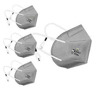 AIRCROSS N-95 Reusable, Washable,5 layer protection,elastic straps, Skin Friendly and comfortable to wear for Men, Women and Kids (4 PIECE,HEAD MOUNT MASK,GREY)