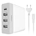 Produktbild Macally HOME72UC-EU 72 Watt 1 Port USB-C- und 3 Port USB-A-Ladegerät für 12-inch MacBook, MacBook Pro (USB-C) und Mobilgeräte mit USB-C- und USB-A-Anschluss (2 Stift-Eurostecker)