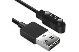 AXFEE Magnetic Charger Compatible with YAMAY SW022, Magnetic Smart Watch Charging Cables 2 pin 4mm, Smart Watch Charger Compatible with Ticwatch GTX, AGPTEK LW11, Xiaomi Haylou RT LSO5S (Black)